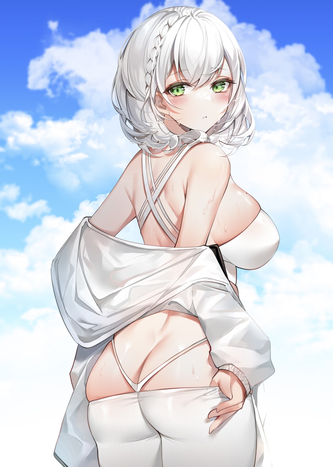 Yukineko1018 Hololive Shirogane Noel Ass Bikini Open Shirt Pantyhose